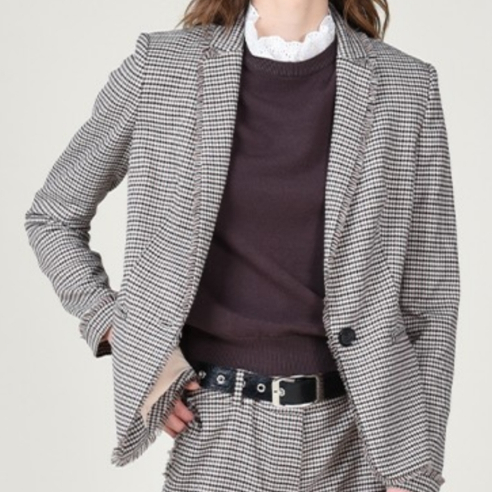 Lili SIDONIO Molly Bracken Checkered fringe blazer